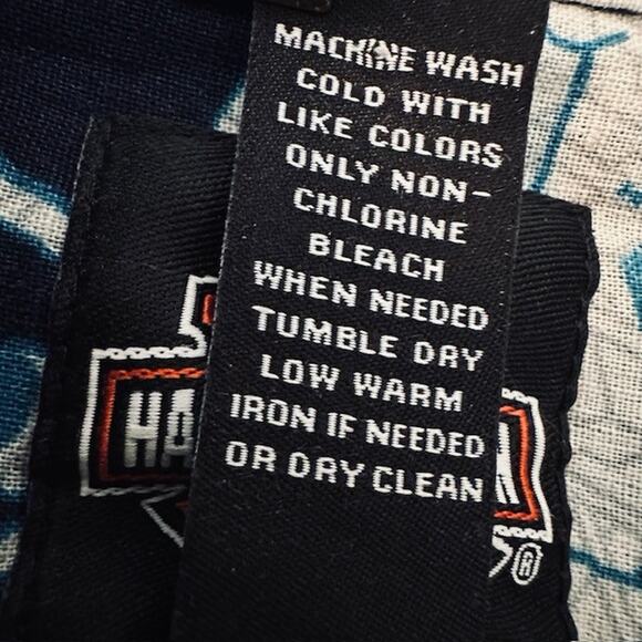 Harley Davidson Motorcycle Button Shirt Hawaiian Men XL Navy/White/Gray All Over - Picture 4 of 7